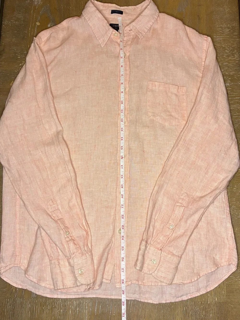 J. Crew Men's Light Pink Linen Button-Down Shirt